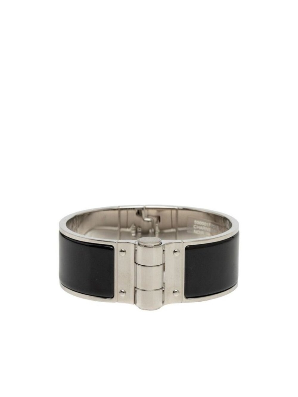 Hermes Bracelet Bangle Silver Black Noir Metal Enamel
